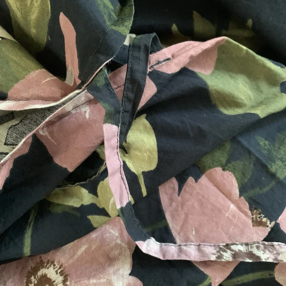 IKEA BLEKFRYLE Black Floral Full Queen Duvet Cover 2 Standard Shams